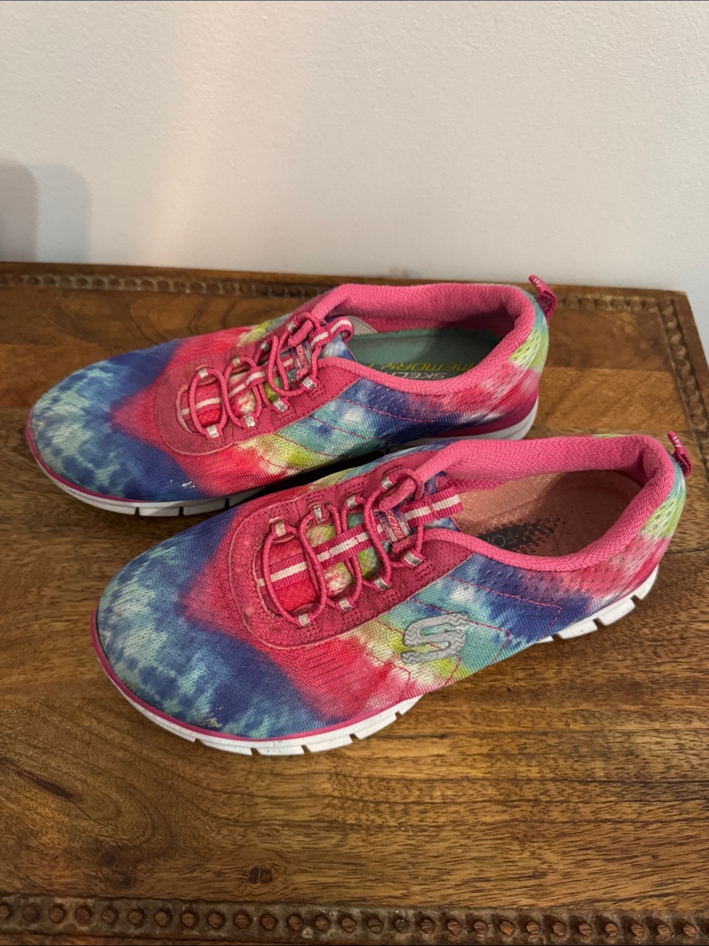 Skechers Women's Pink Tie-Dye Slip-On Athletic Sneakers